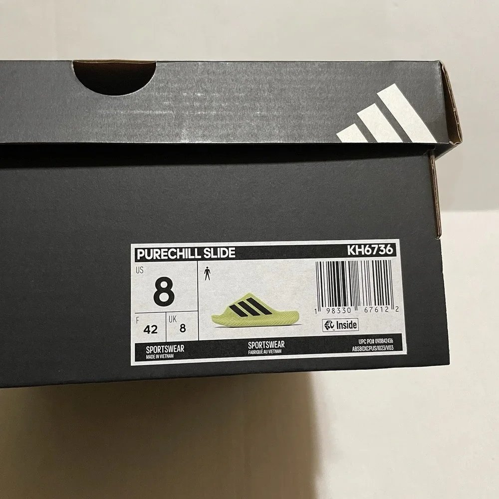 Adidas Pure Chill Slides Mens Size 8 Neon Lime Green Slip On Sandals KH6736 NEW